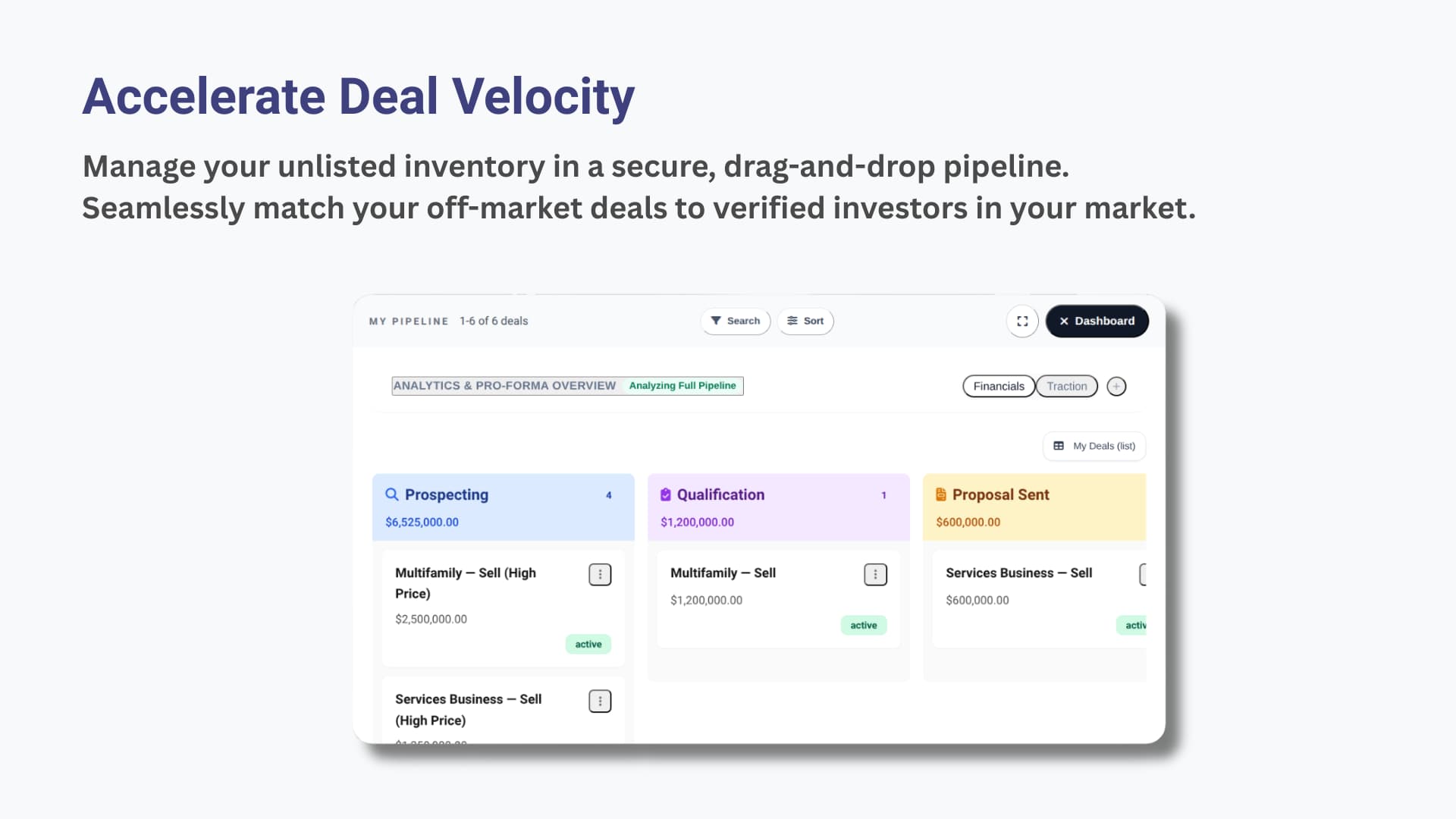 Drag-and-drop pipeline of unlisted inventory